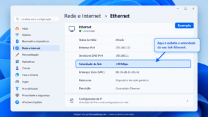 Confira a velocidade da Ethernet no Windows