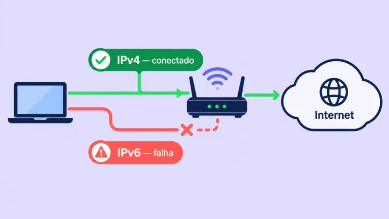 IPv4 funciona, mas IPv6 falha: como identificar problemas de conexão parcial