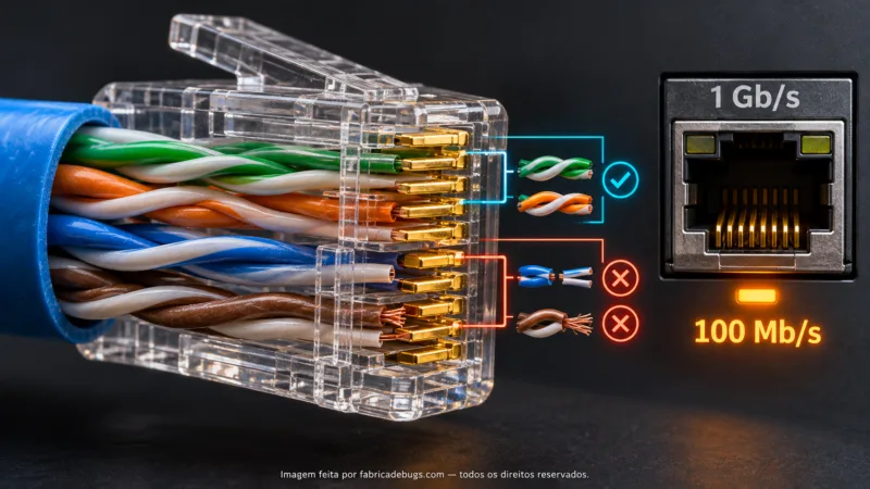 Cabo de rede conecta a 100 Mbps em uma porta gigabit: como localizar o limite