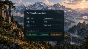 Registre o jogo, a versão e as opções disponíveis
